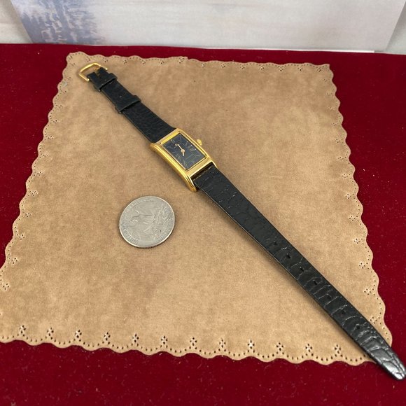 Vintage 1980's JB Champion Tank Style Gold Watch Gold Hands Roman Numerals - Picture 8 of 9